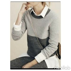 Madewell Gray Colorblock Linear Stitch Swea
